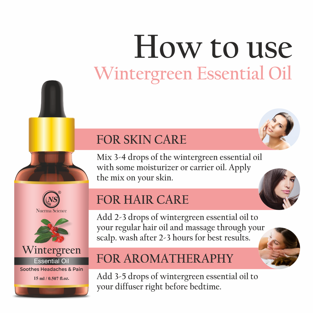 Nuerma Science Pure Wintergreen Essential Oil For Skin, Body & Hair Care | Grocsy