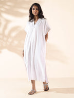 trueBrowns White Cotton Oversized Dress | Grocsy