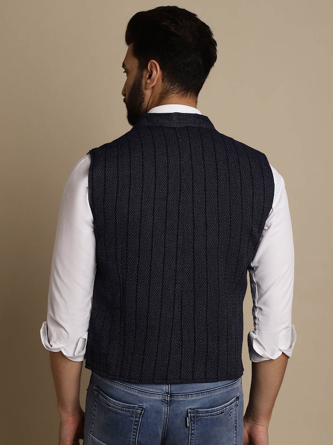 Even Apparels Men's Blue Waistcoat with Notched Lapel | Grocsy