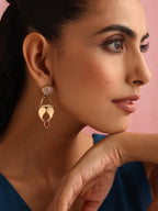 trueBrowns Brass Pink Stone Paisley Earrings | Grocsy