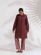 trueBrowns Brown Cotton Solid Kurta Co-ord Set | Grocsy