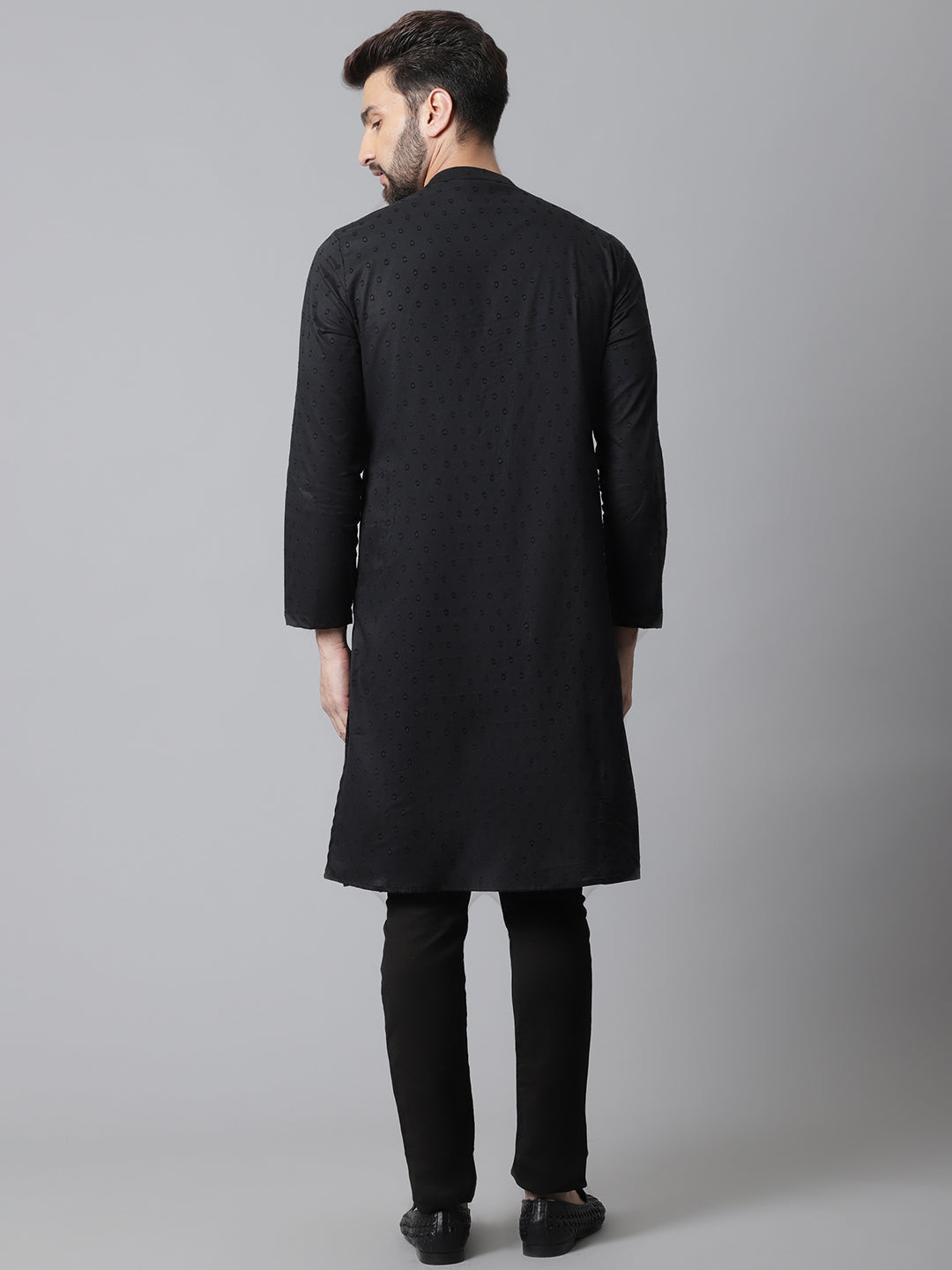 Even Apparels Black Sherwani Kurta With Asymetrical Cut | Grocsy