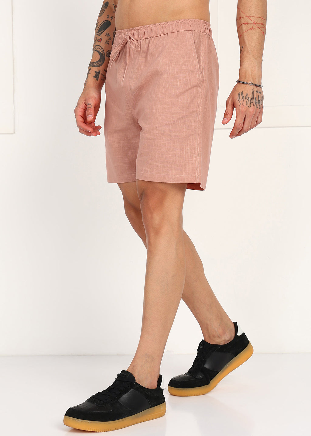 Fabmade Men’S Peach Linen Shorts | Grocsy