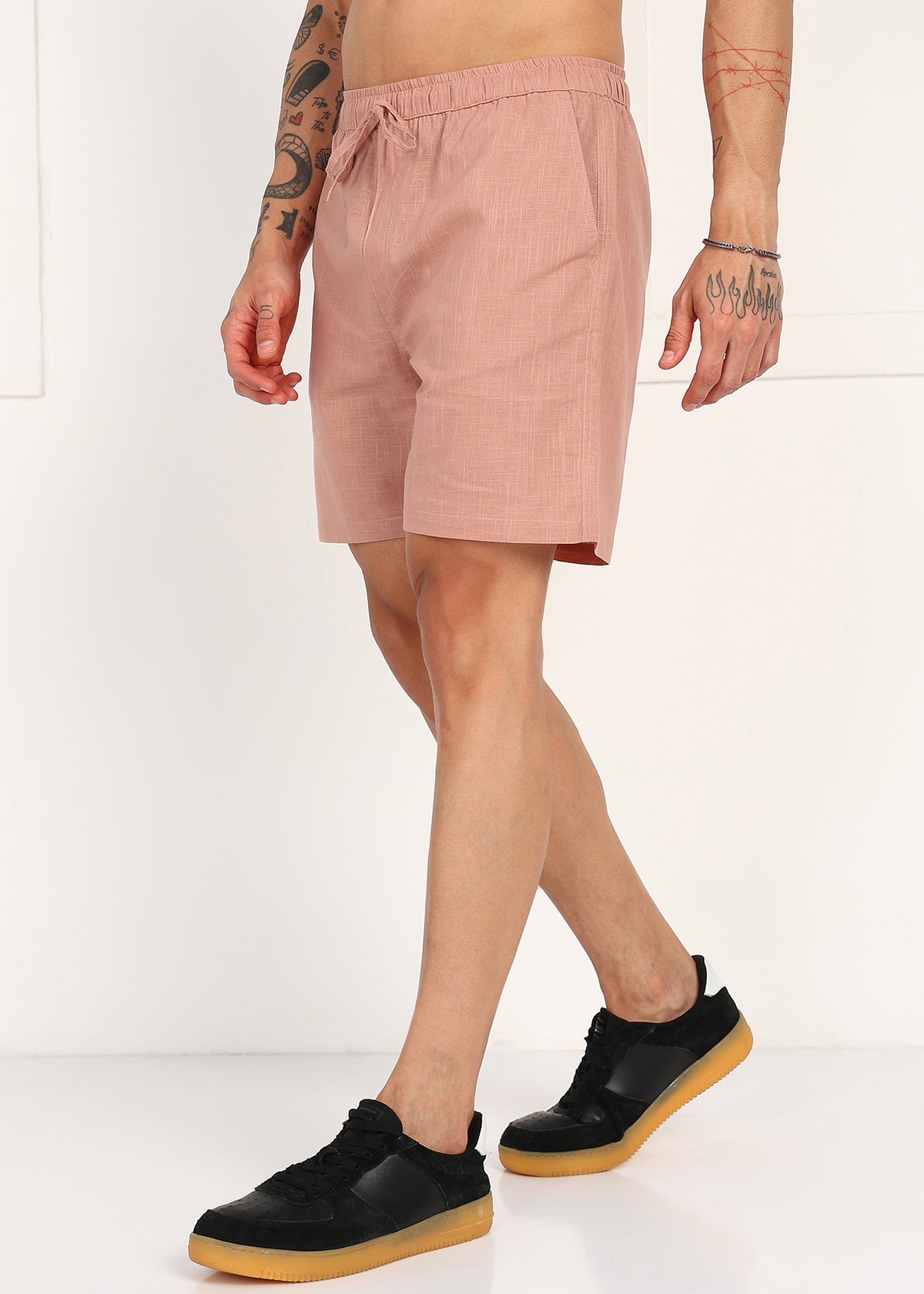 Fabmade Men’S Peach Linen Shorts | Grocsy