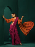 trueBrowns Maroon Rust Silk Ready To Wear Saree | Grocsy