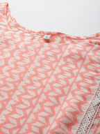 Ahalyaa Abstract Printed Pure Cotton Kurta with Lace Detail | Grocsy