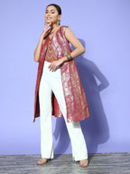 InWeave Women's Pink Brocade Jacket | Grocsy
