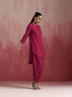 trueBrowns Magenta Cotton Kurta Co-ord set | Grocsy