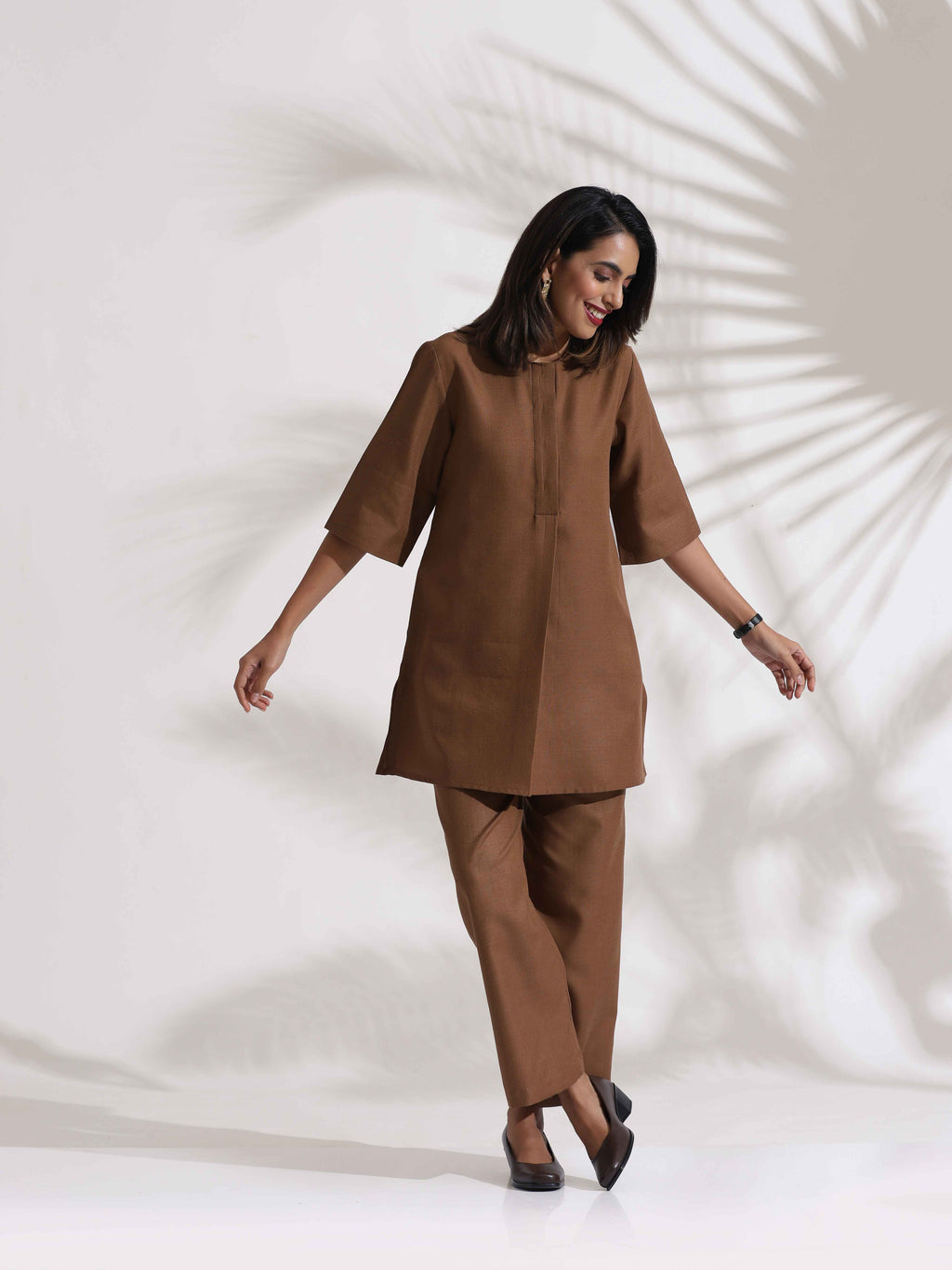trueBrowns Brown Slub Co-ord Set | Grocsy