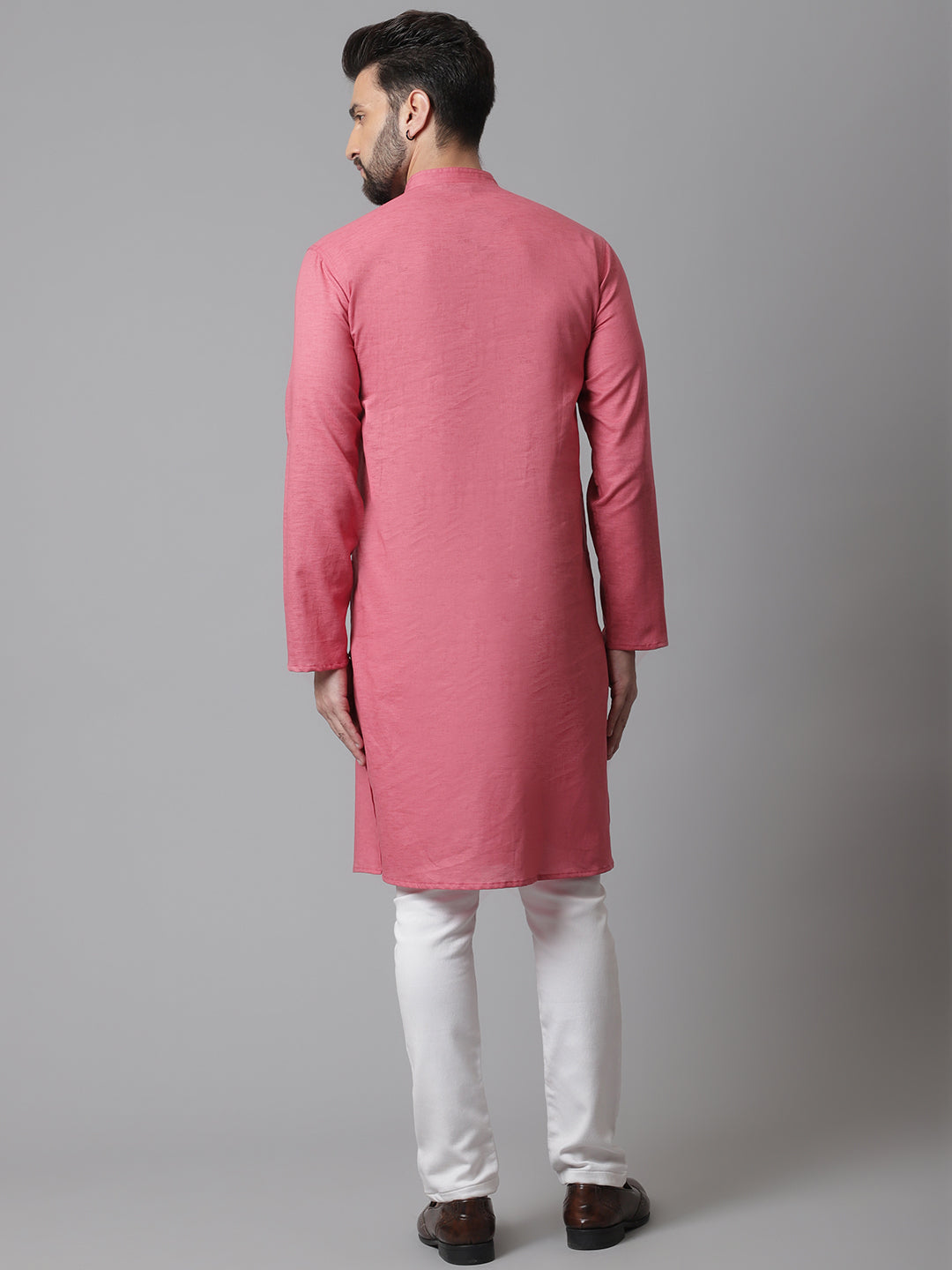 Even Apparels Rust Pure Cotton Kurta With Band Collar | Grocsy