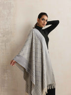 trueBrowns Grey Geometric Woollen Stole | Grocsy