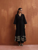 trueBrowns Black Metallic Flared Anarkali Kurta Set | Grocsy