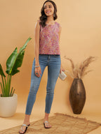 InWeave Pink Coral Floral Print W/U Top | Grocsy