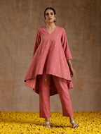trueBrowns Blush Gold Cotton High-Low Co-Ord Set | Grocsy