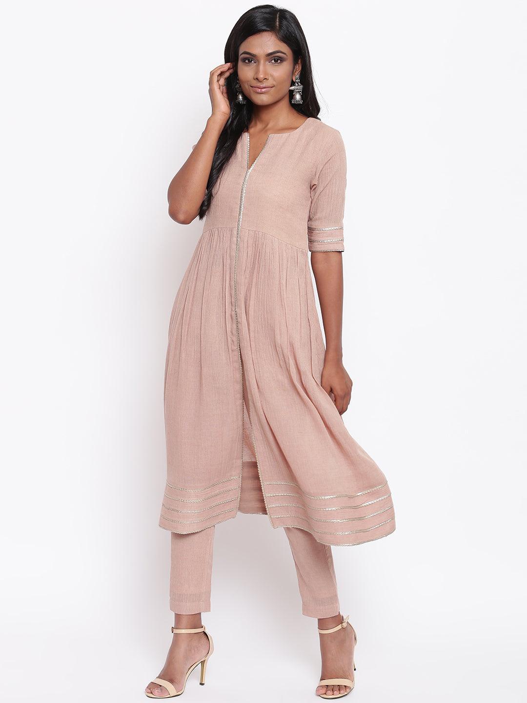 trueBrowns Pure Cotton Gota Slit Kurta Set | Relove | Grocsy