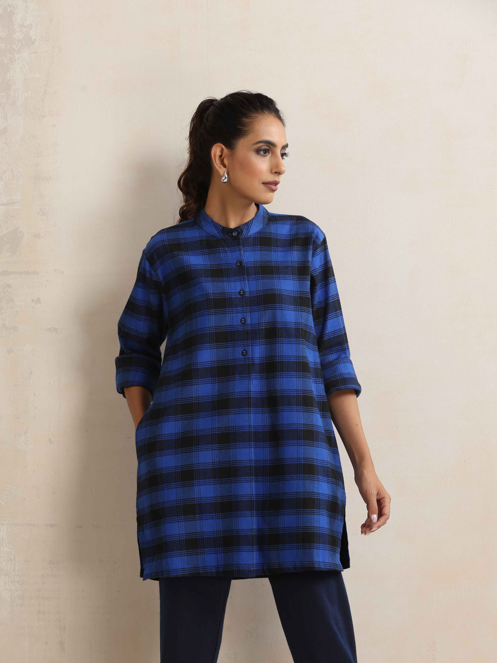 trueBrowns Blue Check Winter Top | Grocsy