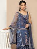 KSUT (House of Varanga) Blue Color Strap Style Digital Printed Kurta With Printed Sharara And Net Dupatta | Grocsy