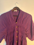 trueBrowns Purple Slub Pleated Dress | Grocsy