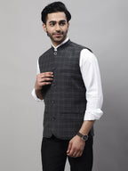 Even Apparels Men's Grey Nehru Jacket With Welt Pockets | Grocsy