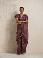 trueBrowns Purple Gold Lurex Ready To Wear Saree | Grocsy