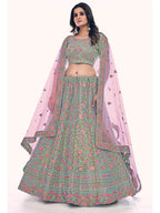 Myra Green Gota Silk Embroidered Designer Lehenga Choli | Grocsy
