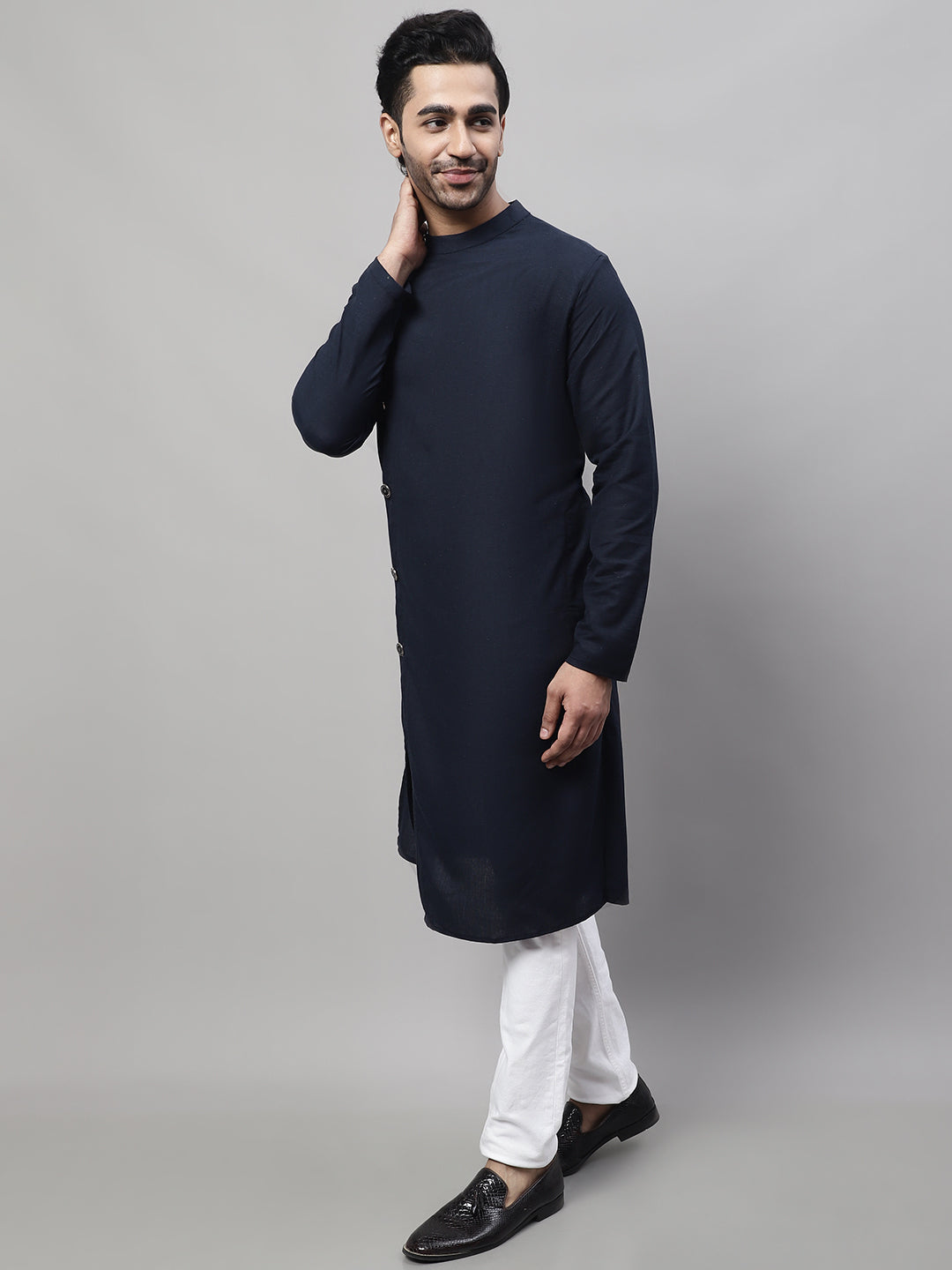 Even Apparels Blue Sherwani Kurta With Asymetrical Cut | Grocsy
