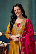 Anaita Yellow Anarkali Readymade Suit with Embroidery Work | Grocsy