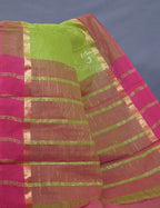 Dual Shade of Parrot Green And Mehndi Pure Mangalgiri Cotton By Gayathri Reddy Designer Studio | Grocsy