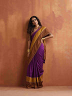 trueBrowns Purple Silk Ready To Wear Saree | Grocsy