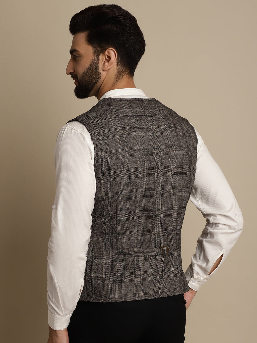 Even Apparels Men's Brown Double Breast Waistcoat | Grocsy