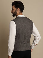 Even Apparels Men's Brown Double Breast Waistcoat | Grocsy