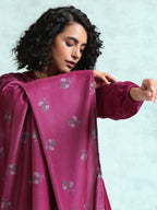 trueBrowns Magenta Printed Velvet Shawl | Grocsy