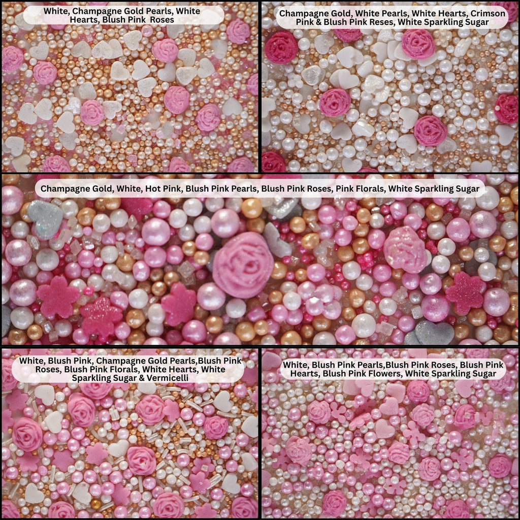 Confect Silver Hearts & White Pearls | Edible Mother's Day Sprinkles | Grocsy