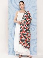 InWeave Women's White Strappy Set With White Red Round Motif Dupatta | Grocsy