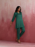 trueBrowns Green Straight Kurta Co-ord Set | Grocsy