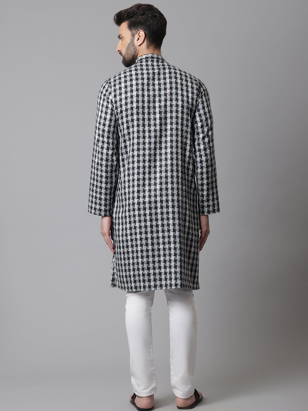 Even Apparels Multi Pure Cotton Kurta With Band Collar | Grocsy