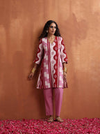 trueBrowns Pink Geometric Print Kurta Co-ord Set | Grocsy