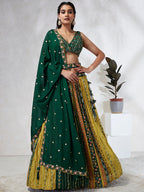 House of Panchhi Navy Blue Pure Georgette Sequins And Thread Embroidery Lehenga Choli & Dupatta | Grocsy