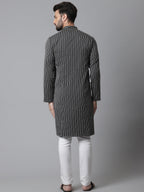 Even Apparels Black Pure Cotton Kurta With Band Collar | Grocsy