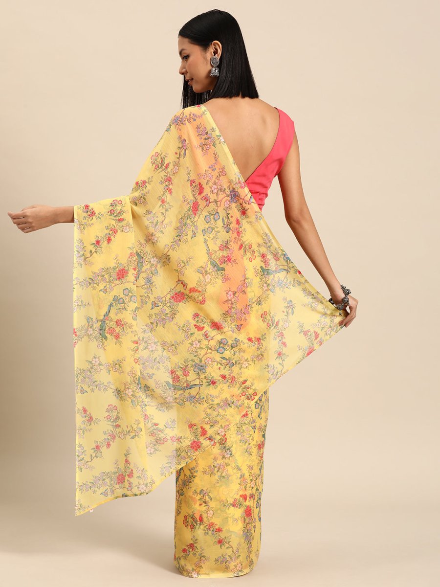 Ahalyaa Floral Poly Chiffon Saree | Grocsy