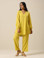 trueBrowns Lime Slub Textured Short Co-Ord Set | Grocsy