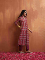 trueBrowns Beige Print Straight Kurta Set | Grocsy