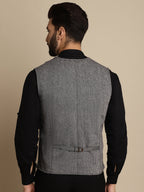 Even Apparels Men's Black Woolen Waistcoat with welt pockets | Grocsy