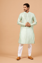 Pastel Green Designer Men's Kurta by Hilo Design | Grocsy