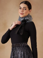 InWeave Women's Light Grey Fur Neckpiece | Grocsy