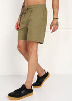 Fabmade Olive Ease Linen Shorts | Grocsy