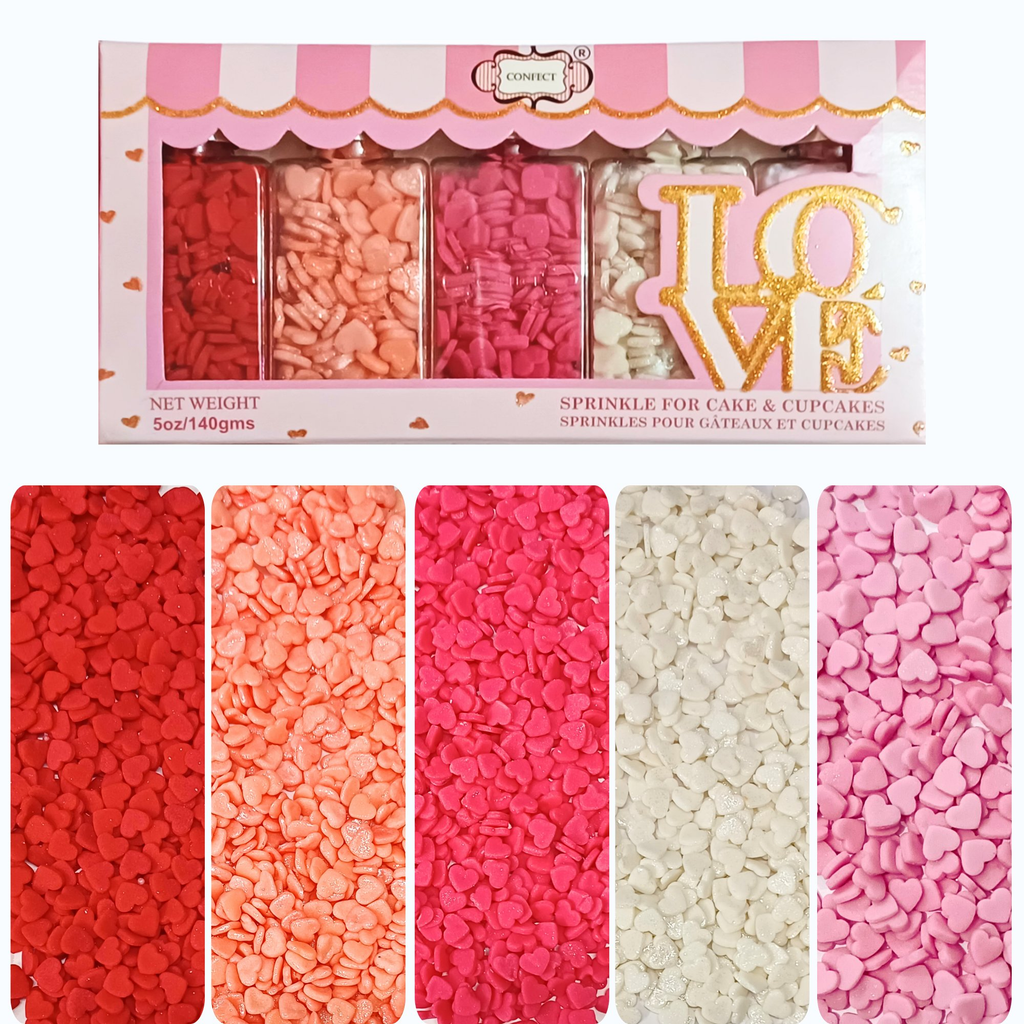 Confect Valentine Sprinkles | 05 Edible Decoration for Baking & Dessert | Grocsy