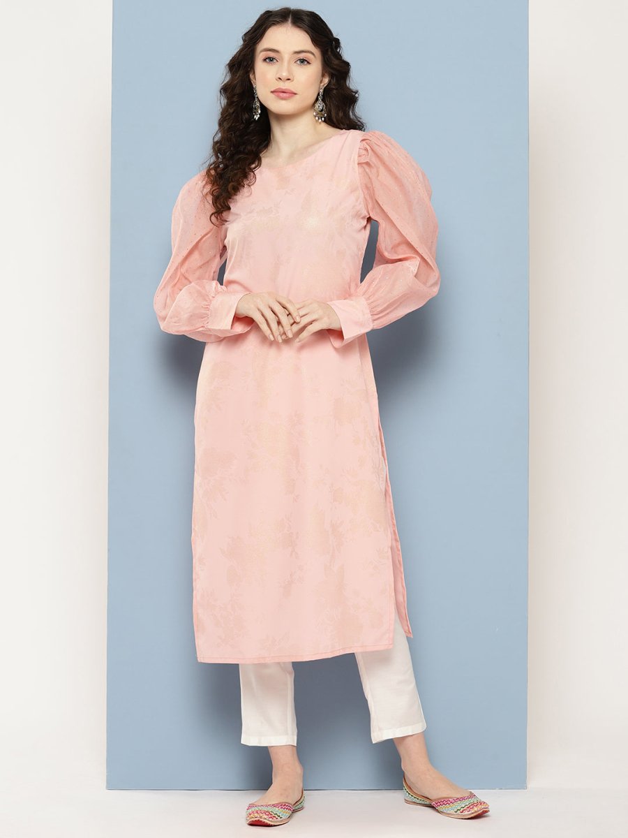 Ahalyaa Women Floral Printed Pastels Crepe Kurta | Grocsy
