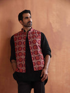 trueBrowns Men's Beige Printed Nehru Jacket | Grocsy