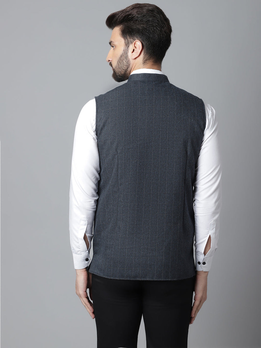 Even Apparels Men's Blue Nehru Jacket With Welt Pockets | Grocsy